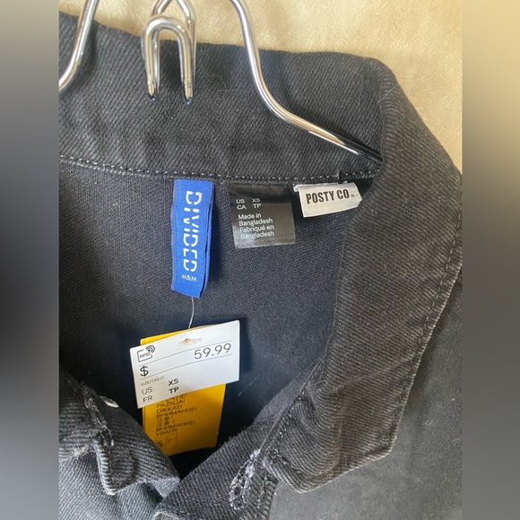 NWT 2019 H&M x Posty Co. Printed Silhouette Black Denim Jacket - Picture 3 of 7